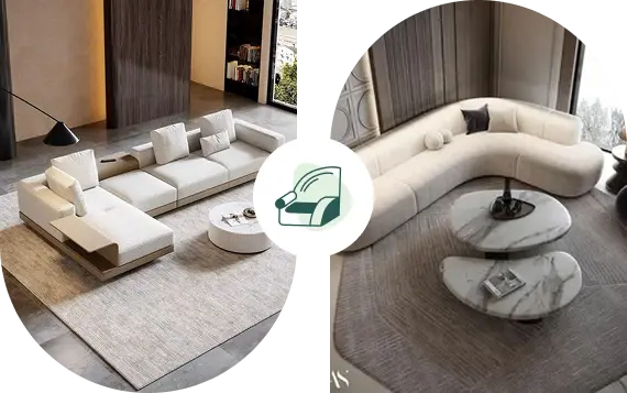Luxury curved L shape sofa