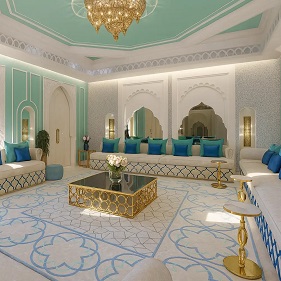 Moroccan majlis style sitting room