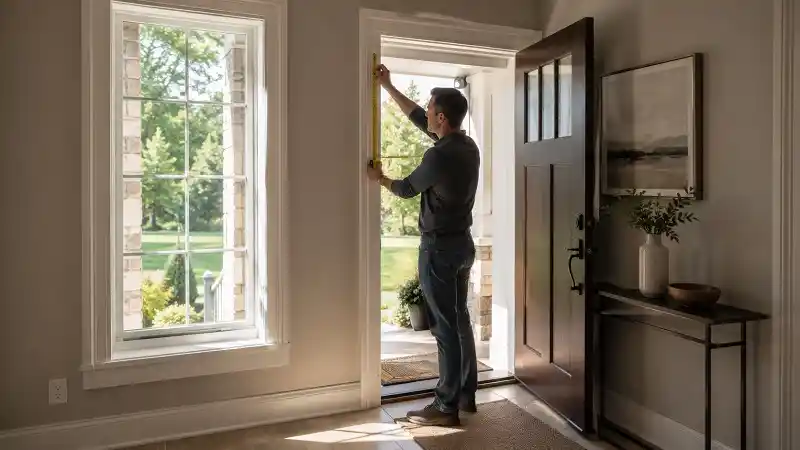 Measuring doorway before furniture delivery