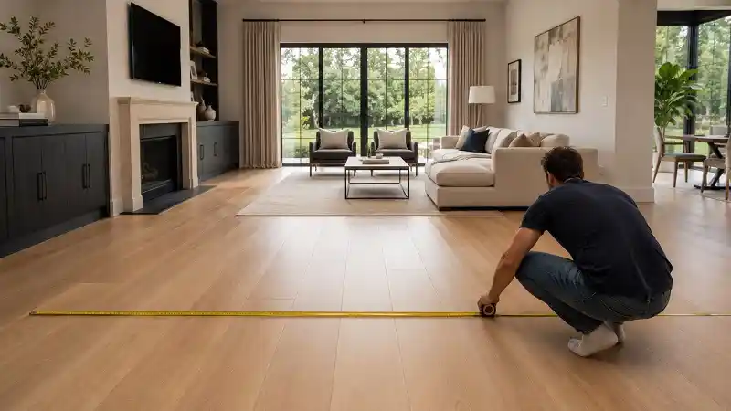 Measuring room dimensions with tape measure