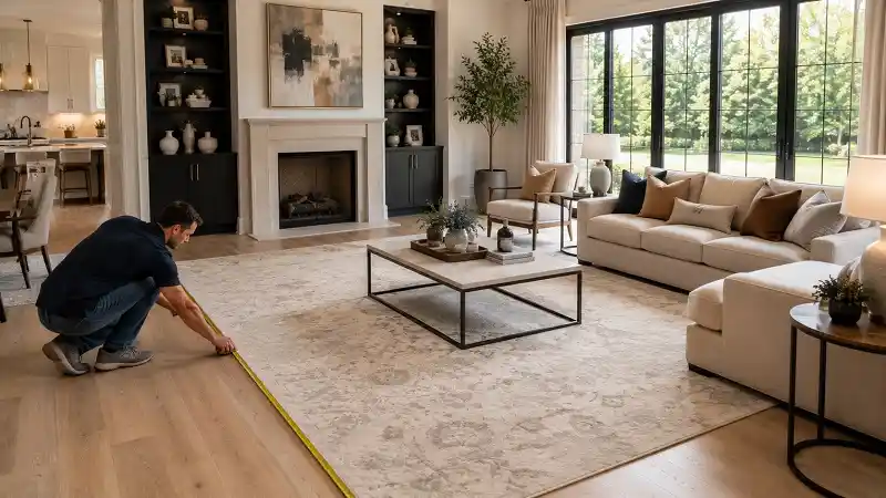 Measuring rug size for living room