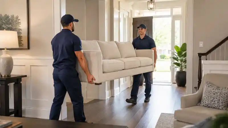 Moving sofa through home doorway