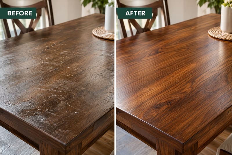 Deep cleaning sticky wooden furniture
