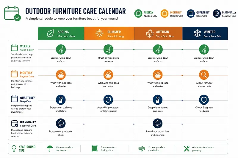 Outdoor furniture care calendar guide