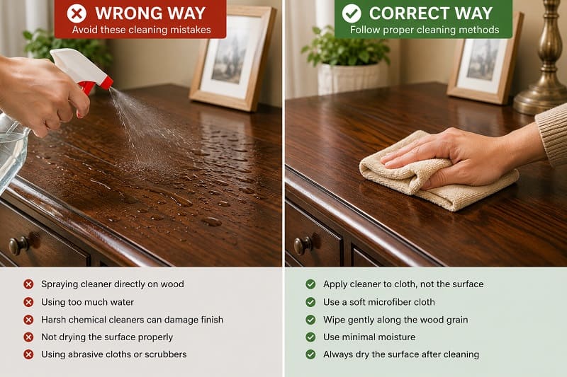 Wood furniture cleaning mistakes comparison