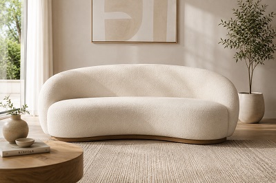 curved organic two-seater sofa