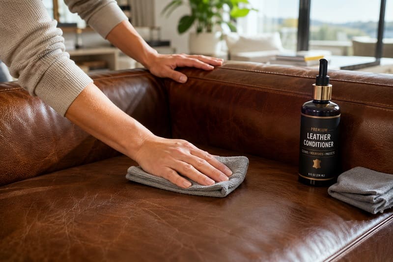 Cleaning leather sofa safely