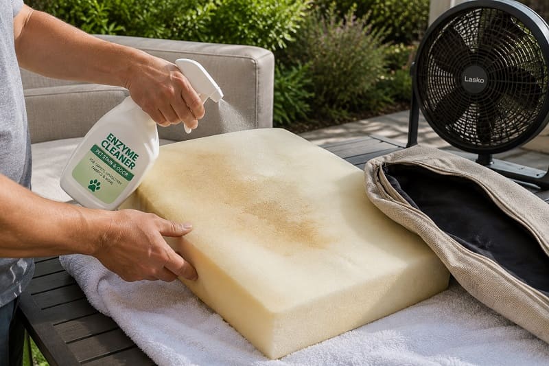 Cleaning sofa foam cushion