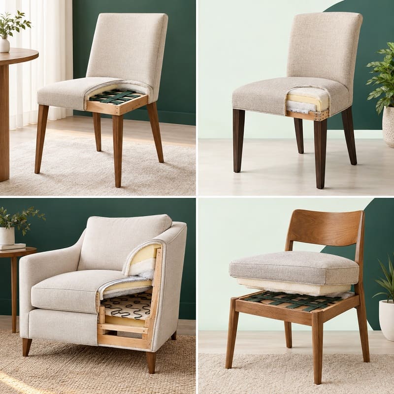 Four common chair upholstery types